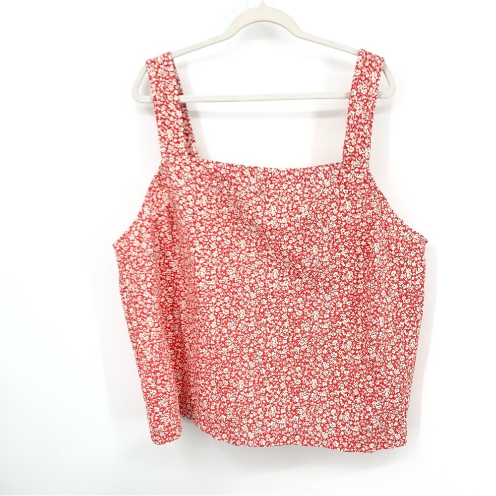 Torrid Red and White Floral Square Neck Tank Top